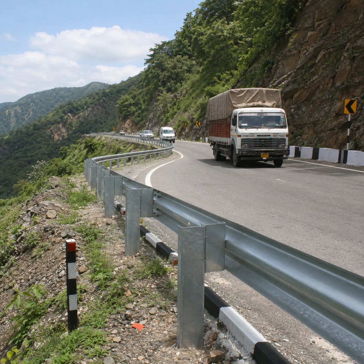 METAL BEAM CRASH BARRIERS IN HILLS